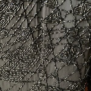 Vintage Oleg Cassini Black Silk and Beaded Dress Low Back Formal Dress Size 4